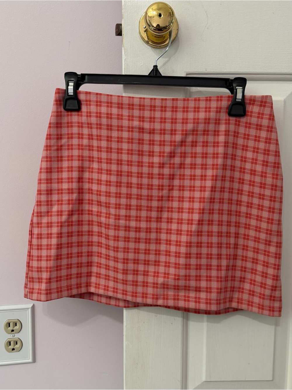Urban Outfitters Pink and Red Plaid Mini Skirt
